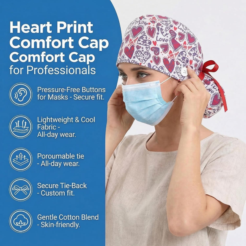 Scrub Caps for Women Nursing Hats with Buttons Adjustable Scrub Hats for Dentist Hats with Sweatband Adjustable