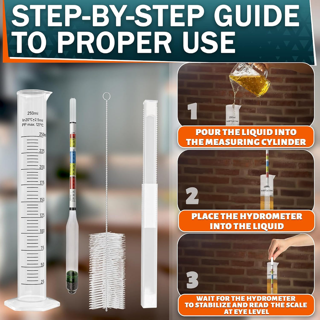 Triple Scale Hydrometer Alcohol Kit for Fermentation Tracking in Beer & Mead, Hydrometer For Wine Making, Cider