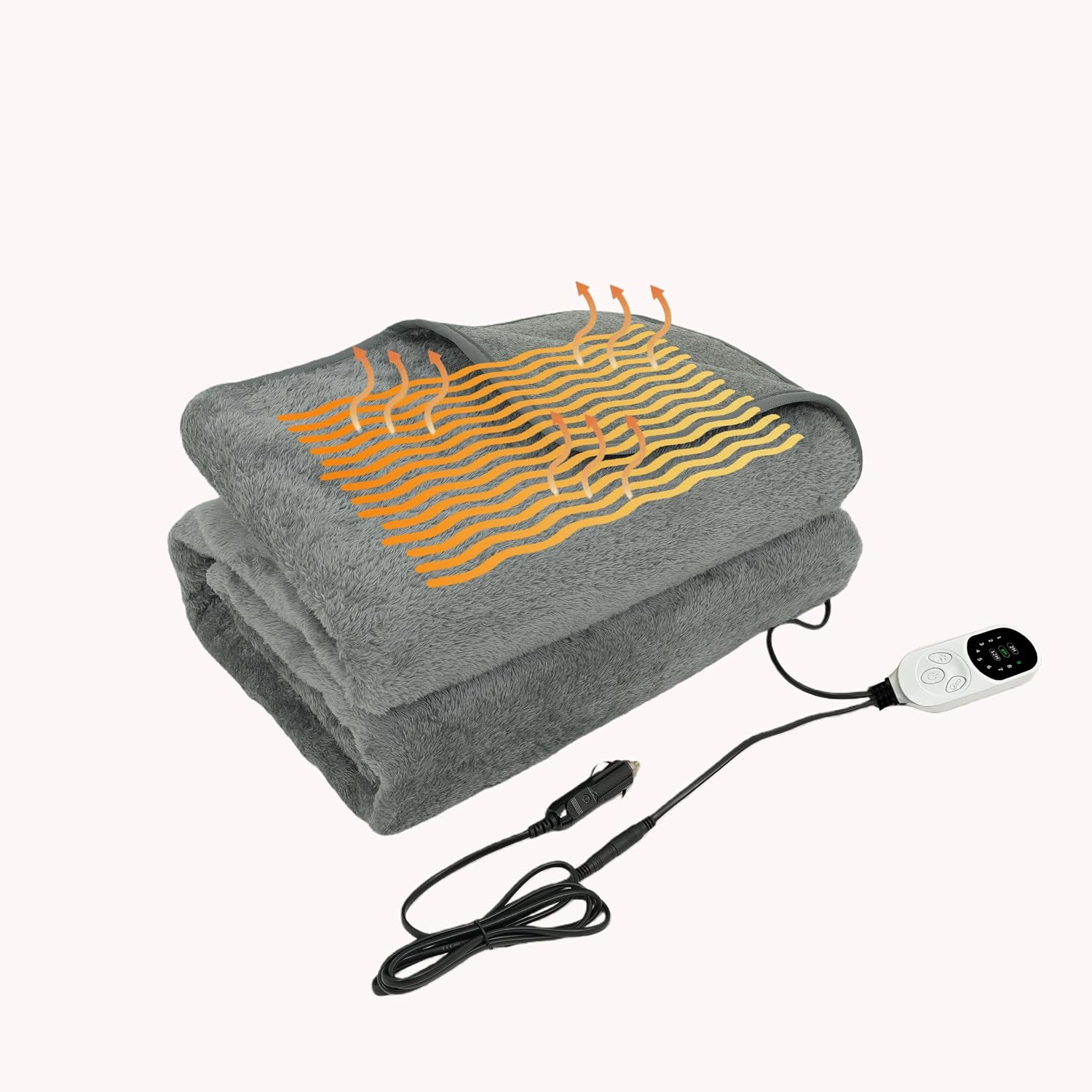 12V Electric Heated Blanket 62.9"x59" Sleeping Bag Liner Mat Pad with 9 Heating Levels 2/8/12 Hours Auto Off Heating