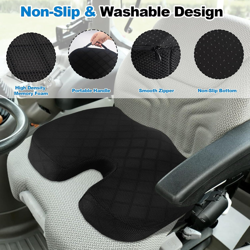 Lawn Mower Seat Cushion - Memory Foam Cushion for Riding Lawn Mower, Shock-Absorbing Seat Pillow for Long Hours of