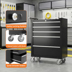 Rolling Tool Chest, 5 Drawers Tool Storage Cabinet, Toolbox with Wheels, Portable Tool Cabinet Organizer with Locking