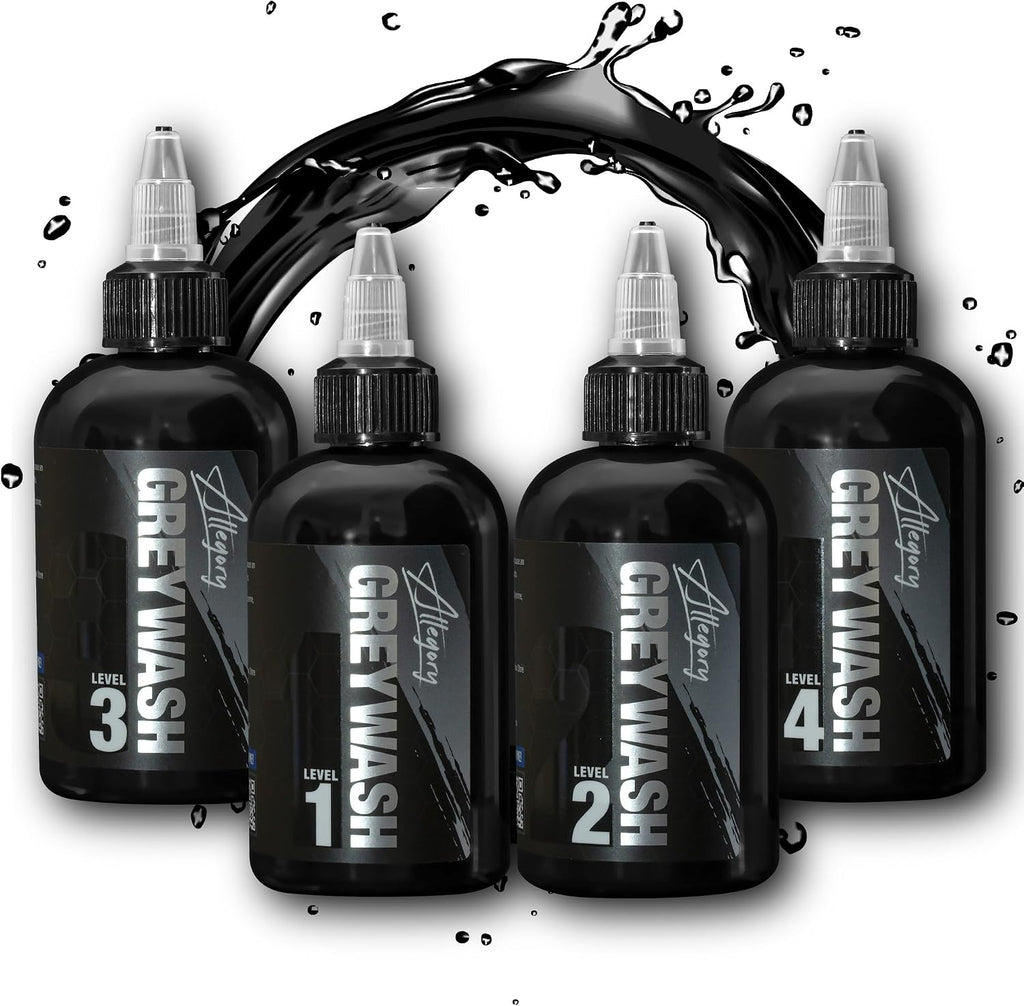 Greywash Tattoo Ink Set 4oz – Premium Professional-Grade Signature Greywash Shades for Smooth, Vegen Friendly