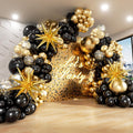Black and Gold Balloons Garland Arch Kit, 5 10 12 18inch Black Gold Confetti Latex Balloons for 2025 Graduation New