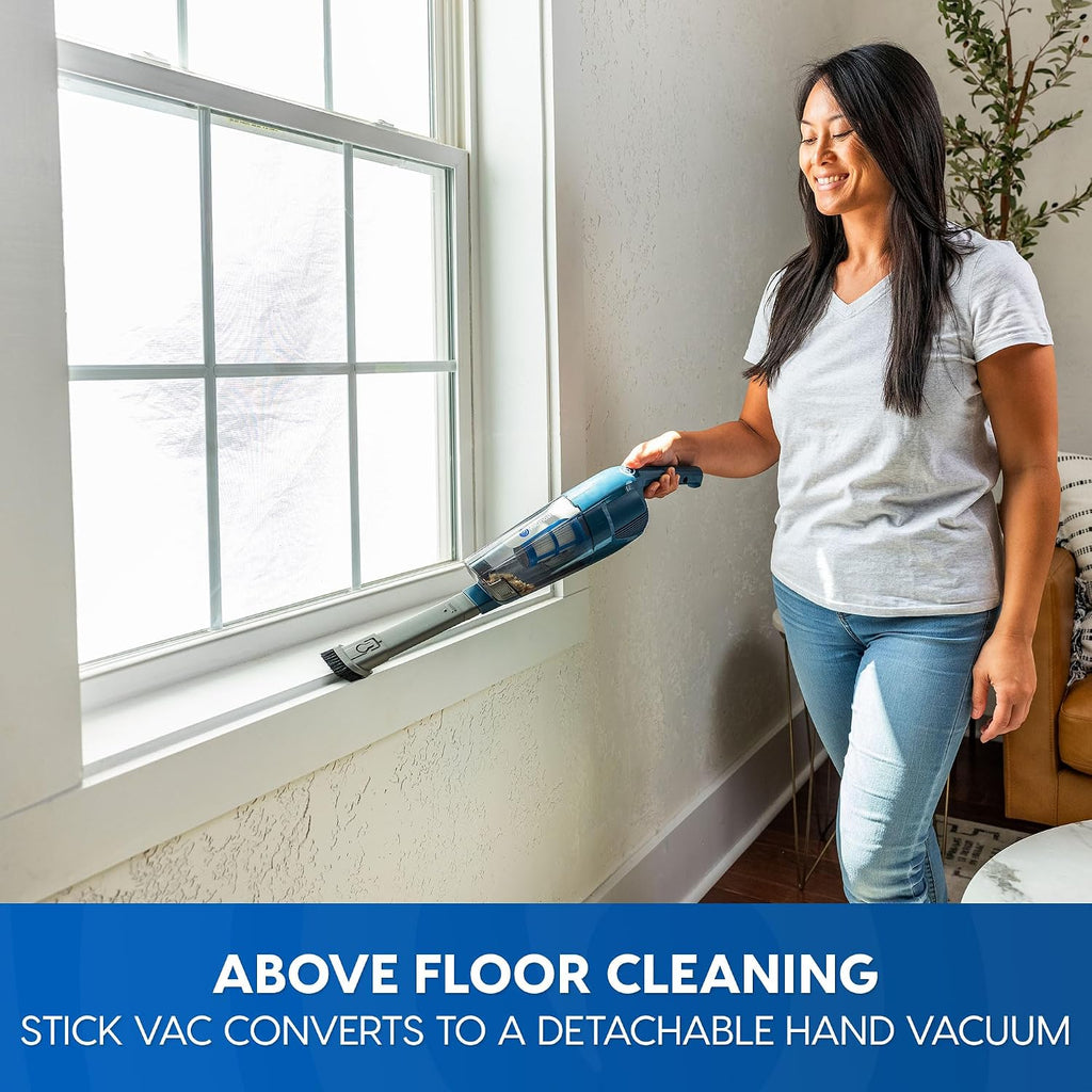 Portable 10.8V 2-in-1 Cordless Stick Vacuum Cleaner | Lightweight, 2-Speed Power Control, LED Headlight, for Hardwood