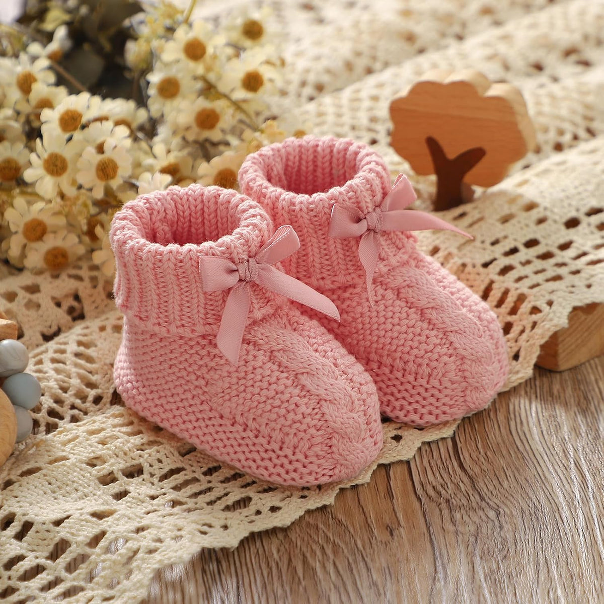Baby Booties Newborn 100% Cotton Cozy Knit First Shoes