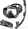 Snorkeling Gear for Adults Youth, Dry Snorkel Set with Ergonomic Raised Nose Cover for Anti-Fog with Mesh Bag, HD