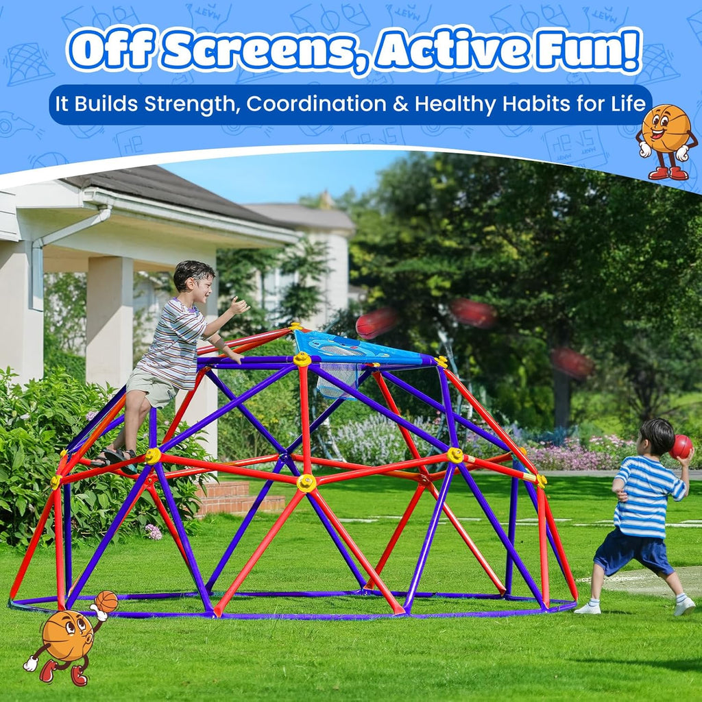 10FT Climbing Dome, Outdoor Jungle Gym for Kids with Climbing Grip - Geometric Dome Climber Supports 1000LBS Outdoor