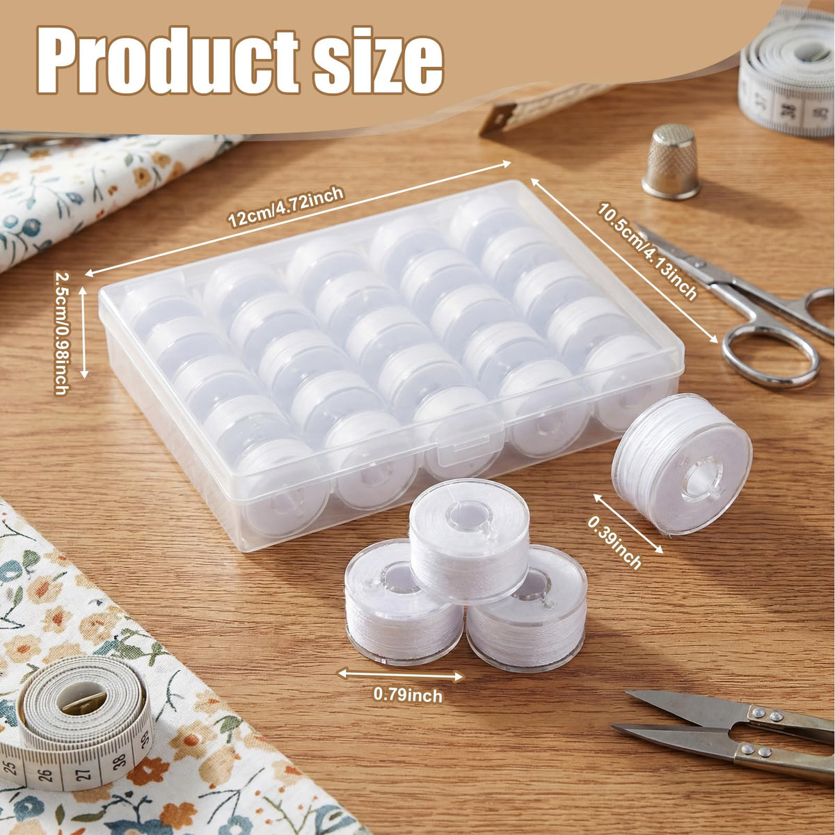 White 50 Prewound Bobbins Compatible with Brother Machines