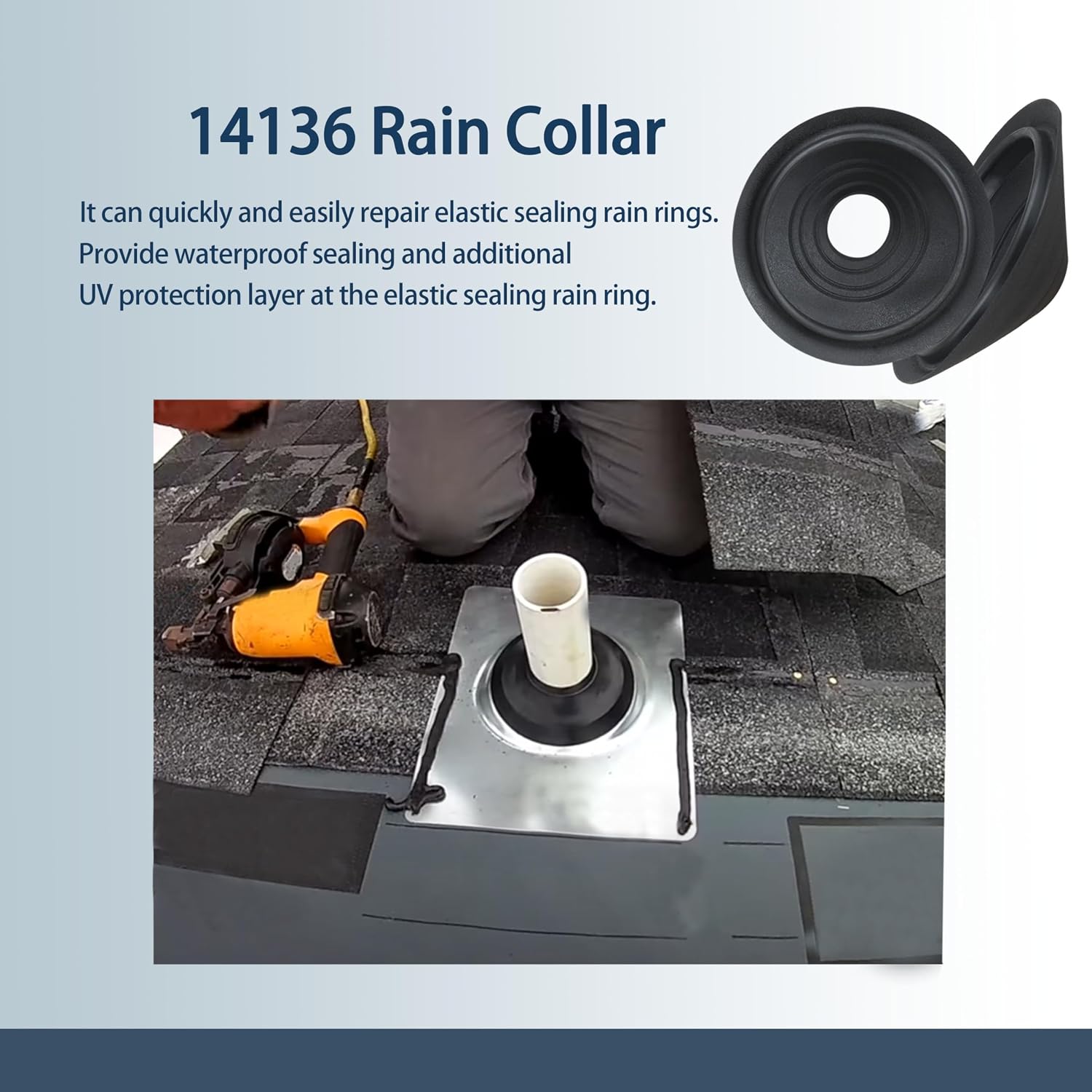 14136 Rain Collar 1.5"-3" No-Calk Roof Flashing for Roof Vent Boot 2 Pack