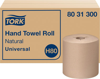 Hand Towel Roll Natural H80, Universal, 100% Recycled Fiber, 6 Rolls x 800 ft, 8031300