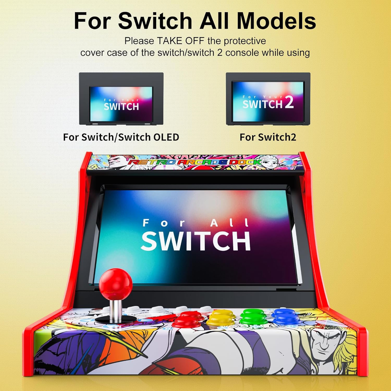 Retro Arcade Machine for Switch/OLED/Switch 2 Console with Chat C Button | Switch Arcade Stick, Plug-and-Play, 12