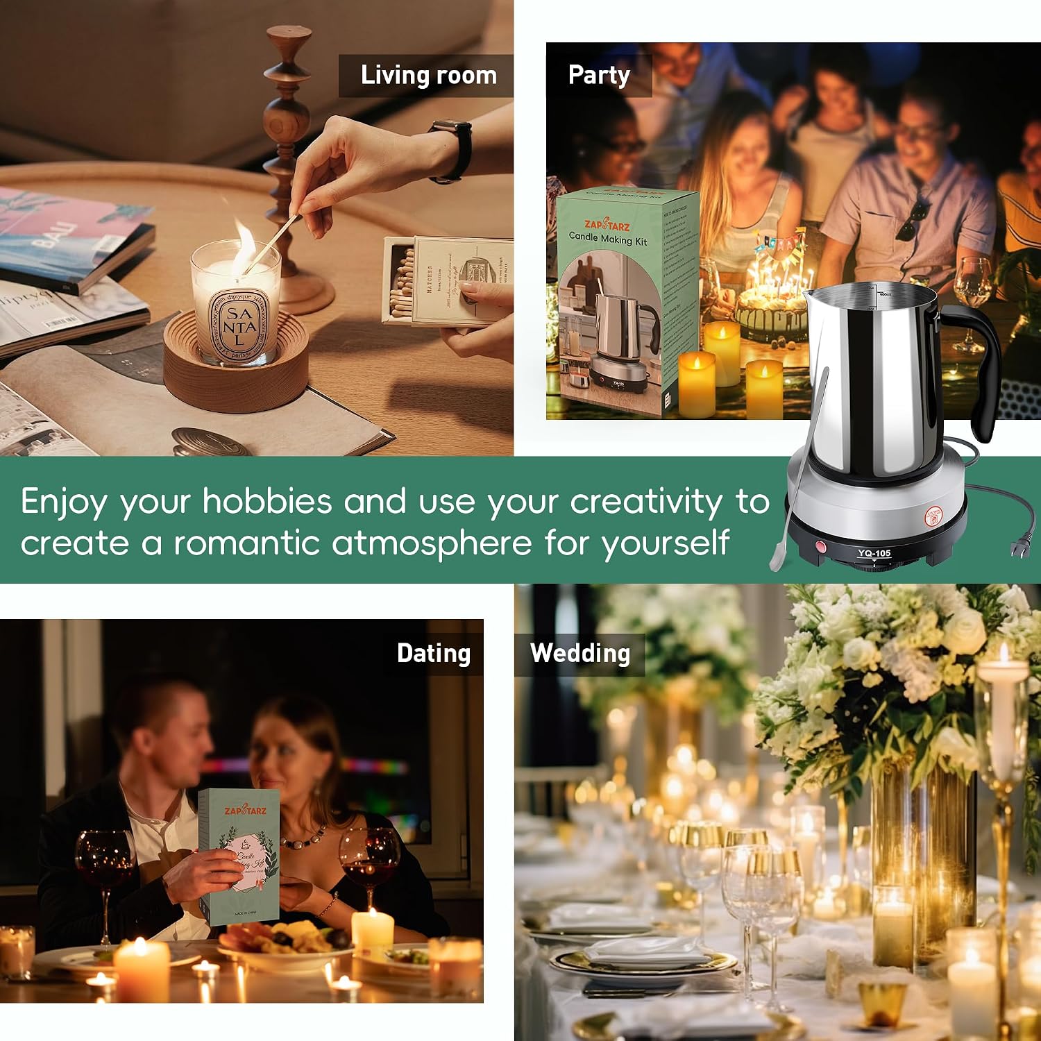 Candle Making Kit with Hot Plate, for Adults, Beginners | Candle Making Supplies with Wax Melting Pot, Candle Wicks