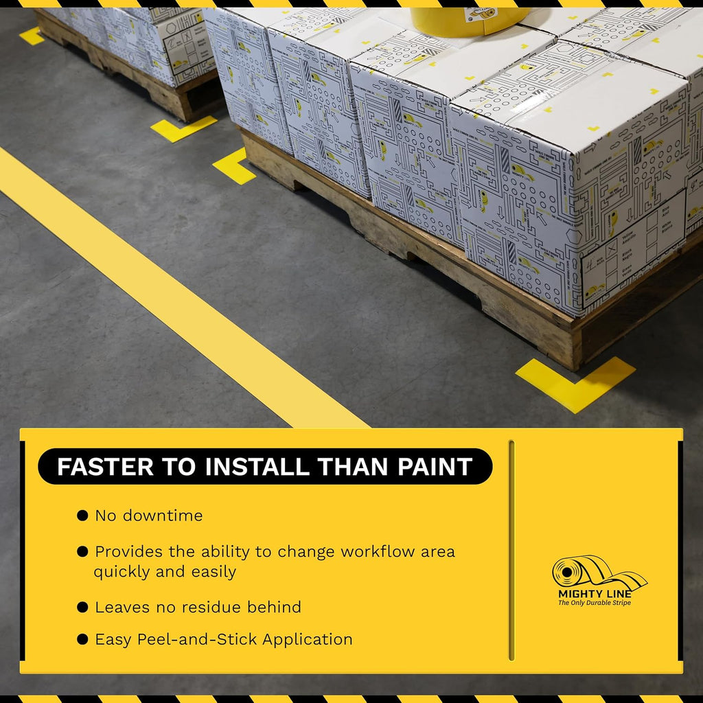 5S Floor Marking Tape, 4 in Wide, 100 ft Roll, Yellow