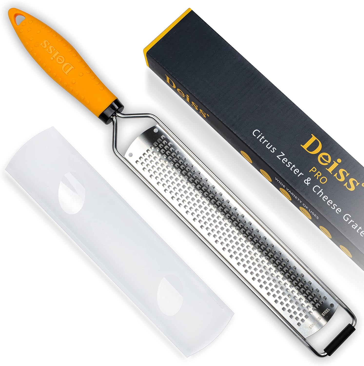 PRO Lemon Zester & Heavy Duty Cheese Grater & Vegetable Grater - Parmesan Cheese Lemon, Garlic, Nutmeg, Chocolate