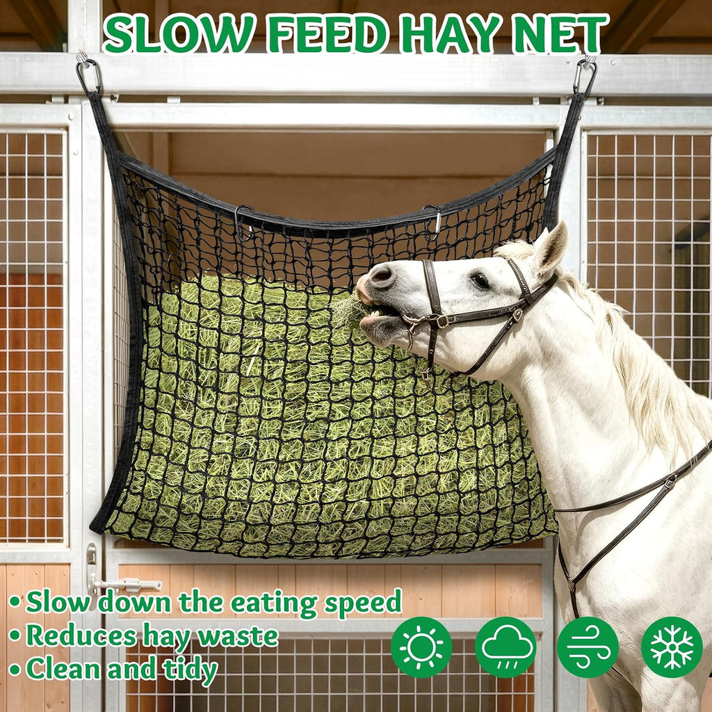 3 Pcs Hay Bags for Horses, Slow Feed Hay Nets for Horses Goat Sheep, Large Capacity Hay Feeder for Stall, Trailer