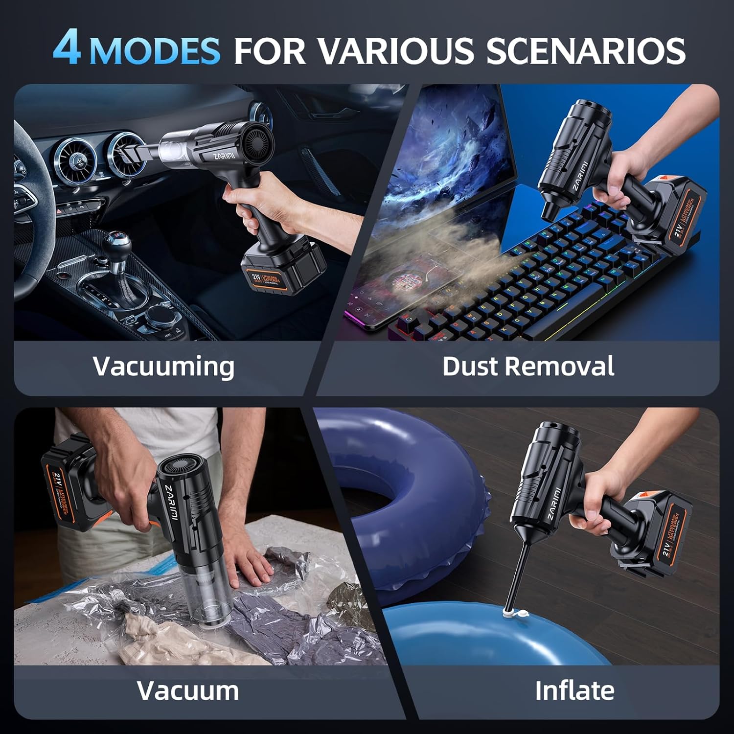 Car Vacuum Portable Cordless, 50000Pa Strong Suction Brushless Motor, Handheld Vacuum with 2 Batteries & Charger