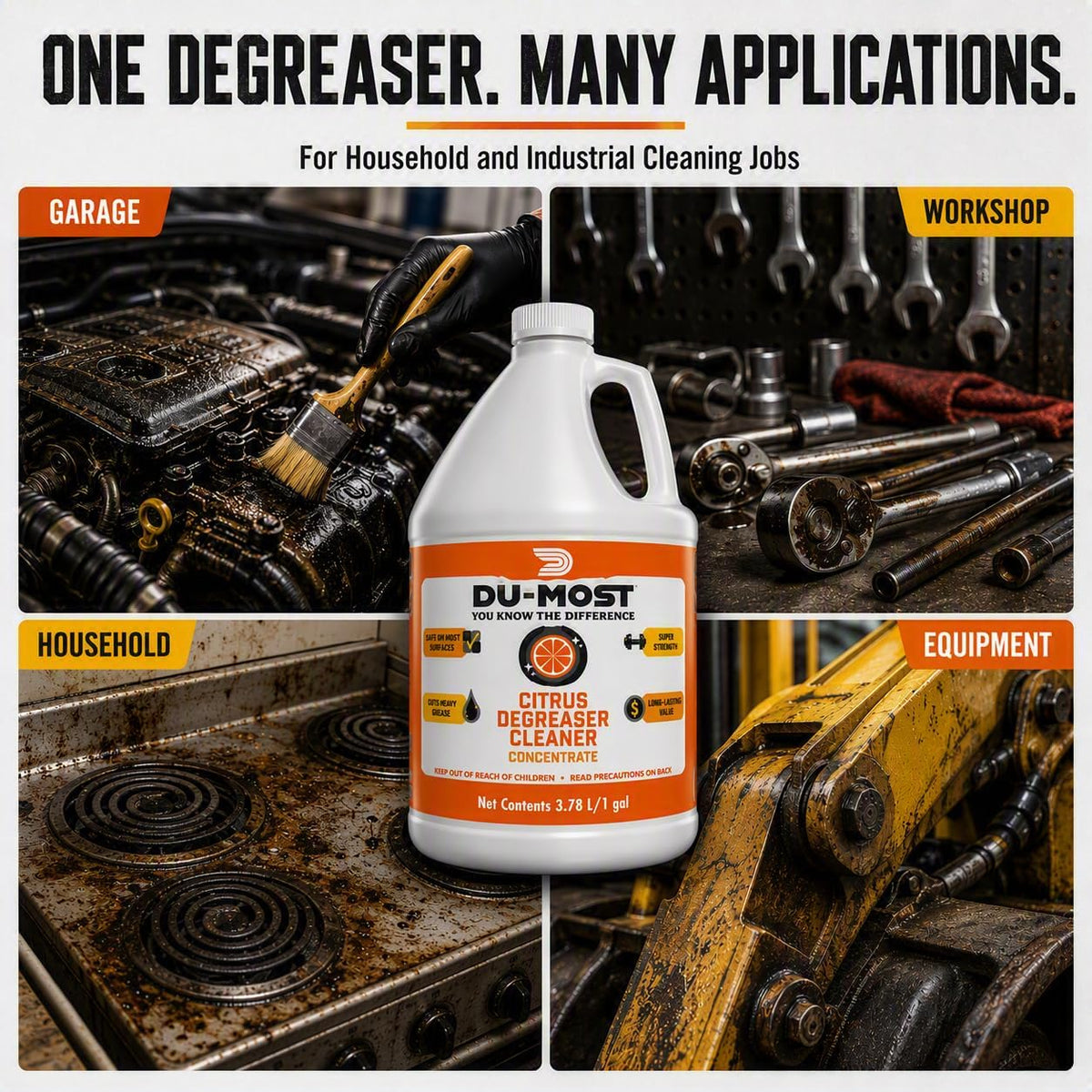 Citrus Degreaser Concentrate, Heavy Duty Grease Cleaner, 1 Gallon