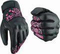 Motorcycle Gloves for Women, Leather Touchscreen Riding Gloves with Hard Knuckle Protection, Perforated Breathable