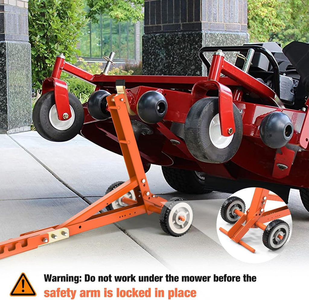 Lawn Mower Lift, 800 lb Capacity Zero Turn Mower Lift, Orange | For Zero Turn Lawn Mower, Riding Lawn Mower and More.
