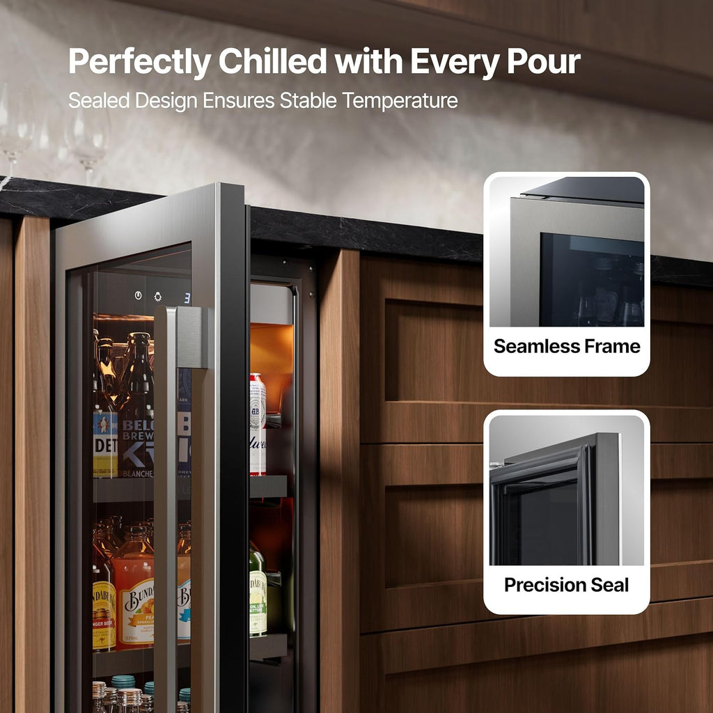 15 Inch Beverage Refrigerator - 100 Cans Beverage Cooler