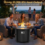 30-Inch Round Propane Fire Pit Table, 50,000 BTU, Gray