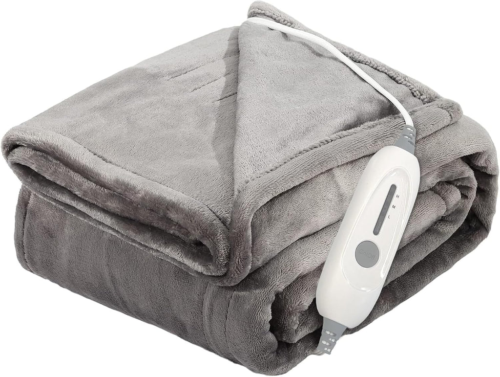 Heated Blanket Throw, Super Soft Flannel Electric Throw Blanket | 3 Heating Levels, 4H Auto Off,Overheat Protection