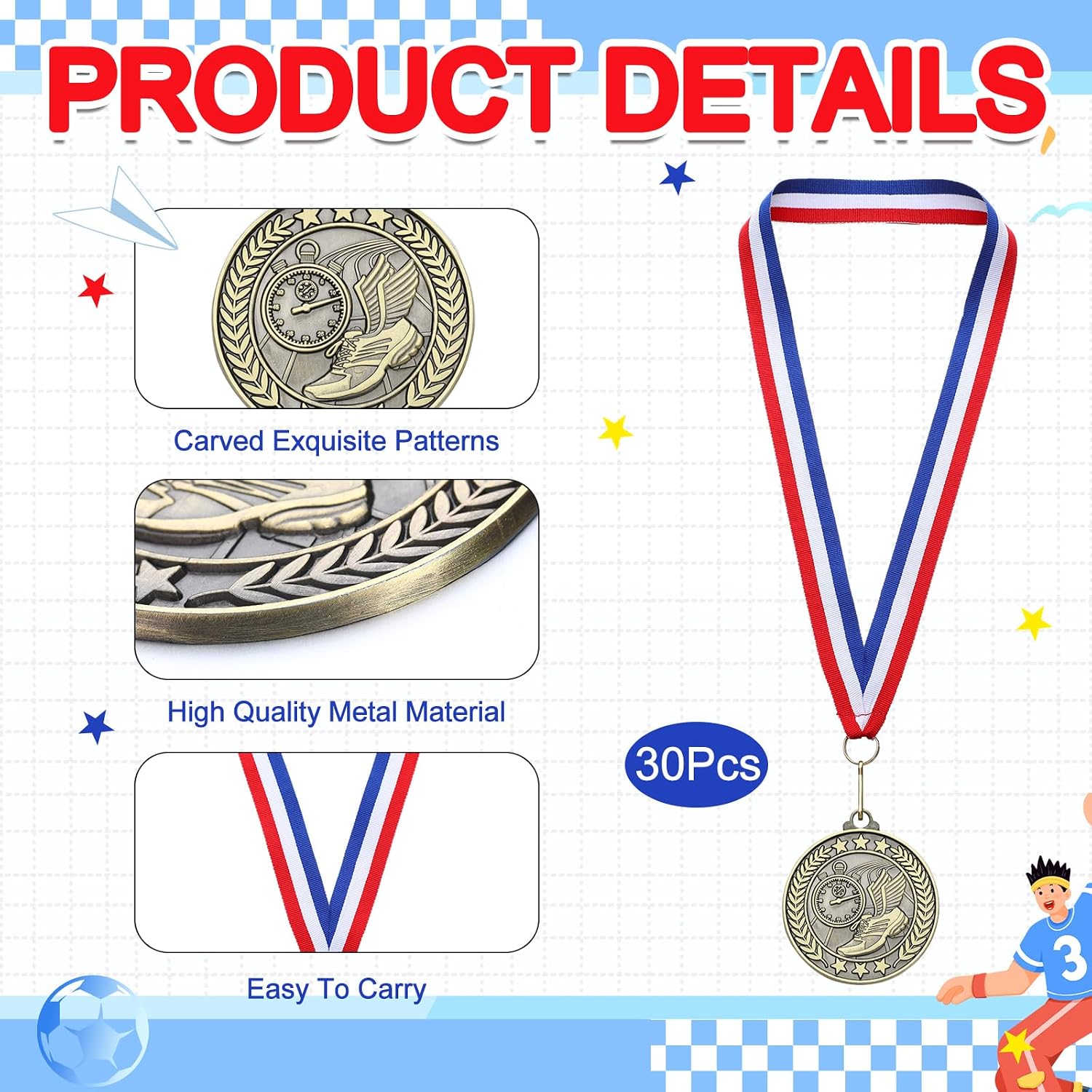 30/60/100 Pcs Track Award Medals