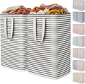 2 Pack Laundry Basket 80L Each, Collapsible Clothes Hamper with Reinforced Handles, Freestanding Waterproof Design