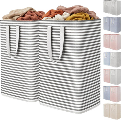 2 Pack Laundry Basket 80L Each, Collapsible Clothes Hamper with Reinforced Handles, Freestanding Waterproof Design