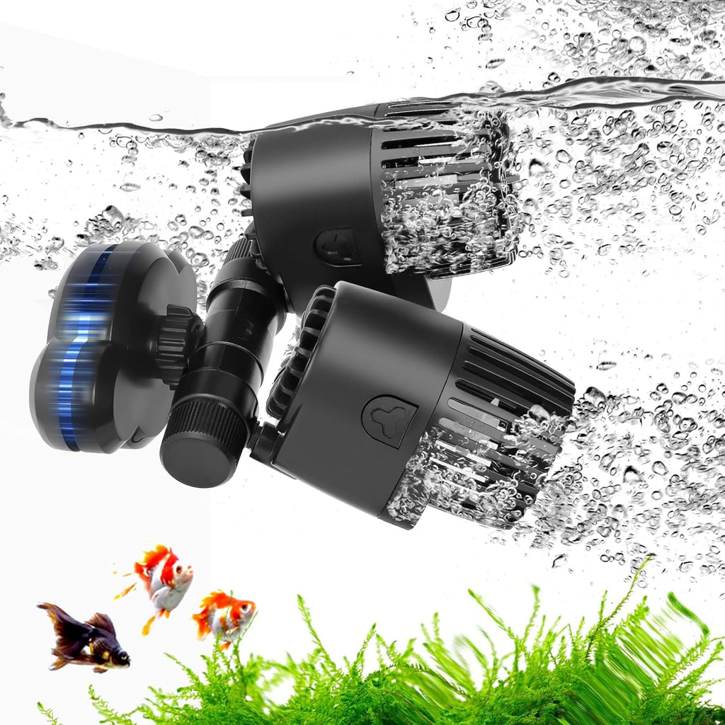 Aquarium Wave Maker - 20W 4277GPH Fish Tank Wavemaker Magnetic Mount Suction /360°+180°Adjustable Double