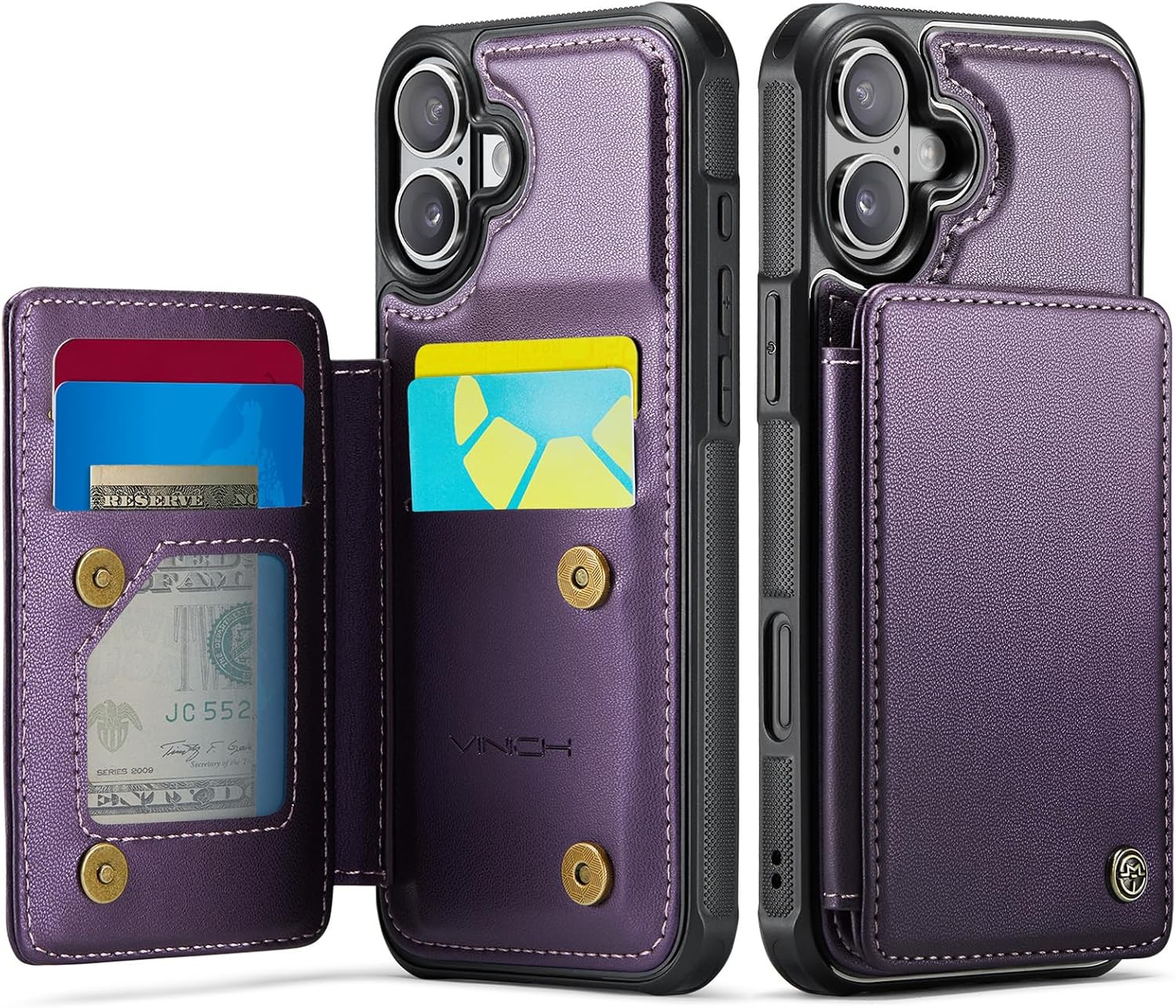 for iPhone 17 Wallet Case with Card Holder, RFID Blocking Credit Slots Kickstand Shockproof Phone Cover Fit for