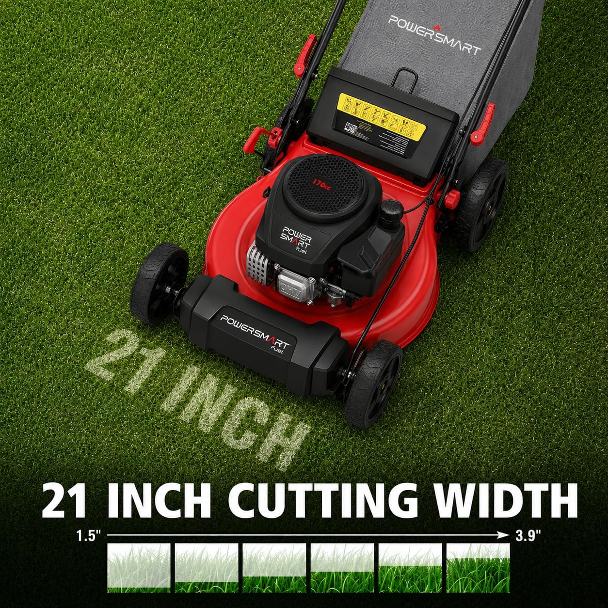21" Gas Self-Propelled Lawn Mower for Hills & Medium Yards | 170cc OHV | 3-in-1 Mulching/Bagging/Discharge |