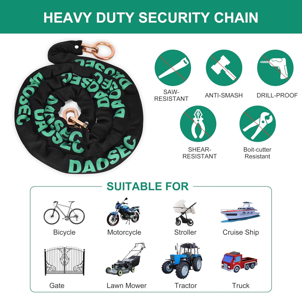 10ft Maximum Security Chain - 3/8" (9mm) Hardened Boron Steel