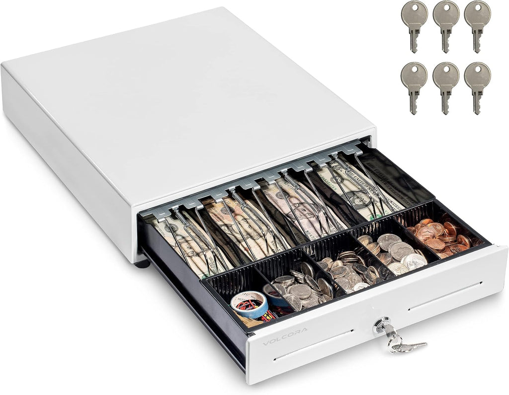 13" Cash Register Drawer for Point of Sale (POS) System with 4 Bill 5 Coin Cash Tray, Removable Coin Compartment