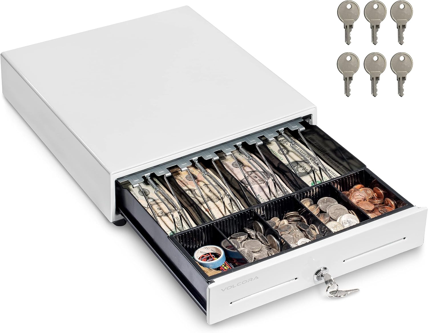 13" Cash Register Drawer for Point of Sale (POS) System with 4 Bill 5 Coin Cash Tray, Removable Coin Compartment