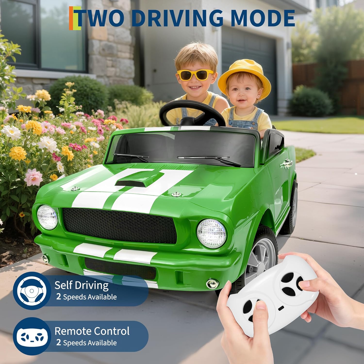 24V 2 Seater Ride on Licensed Shelby GT350, Battery Powered Ride on Toys for Kids with Remote Control, Ford Shelby