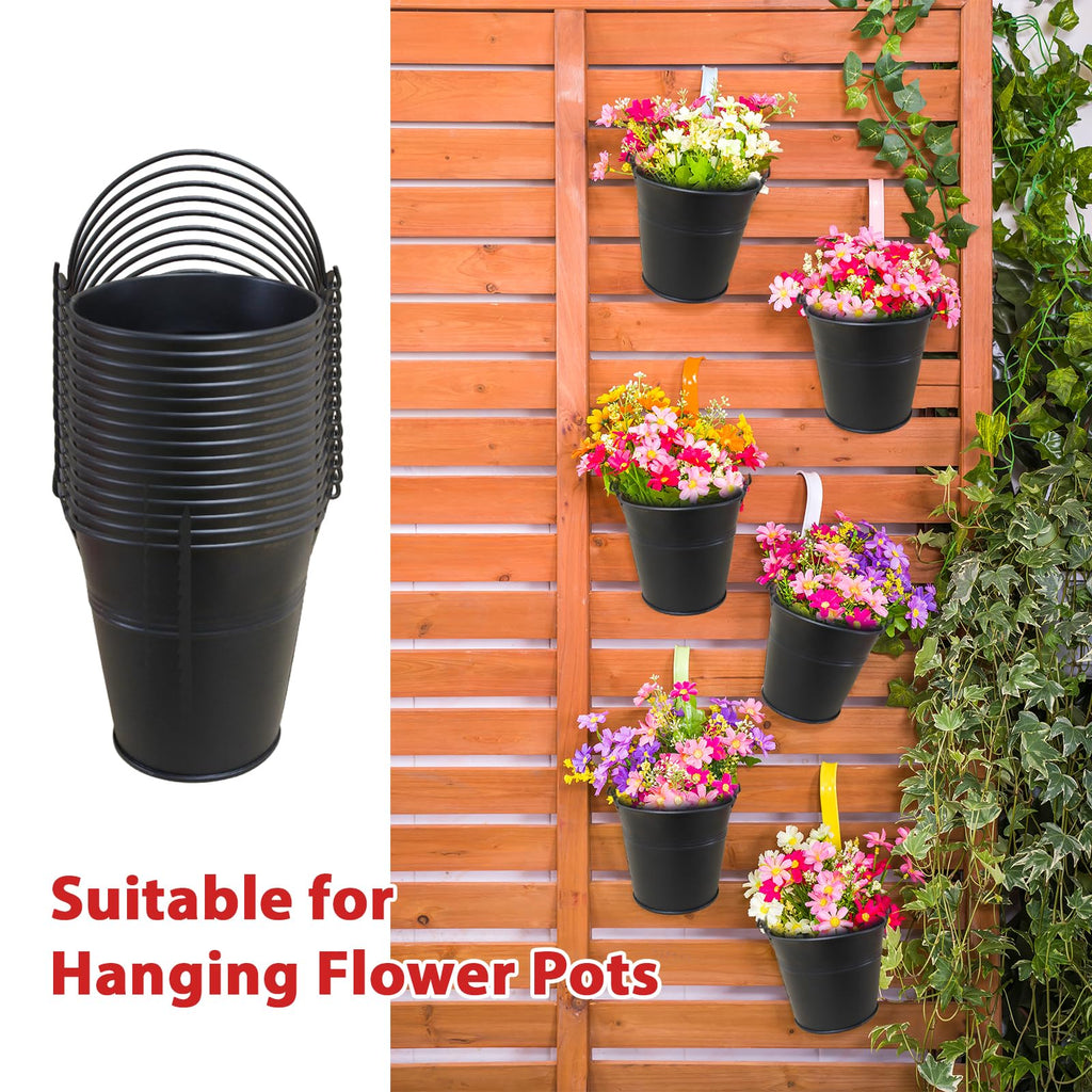 24 Packs Mini Metal Buckets Black Mini Iron Pail
