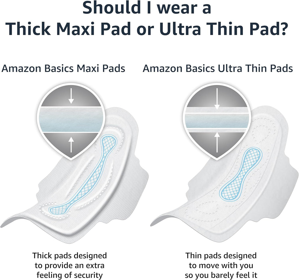 Regular Absorbency Feminine Pads for Women, Ultra Thin with Flexi-Wings, Unscented, Size 1, Absorbent, 144 Count (4