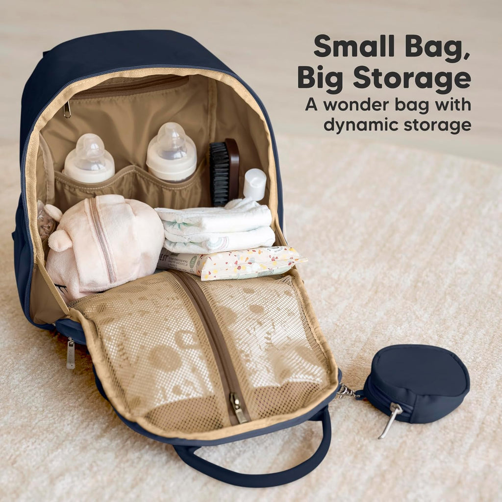Diaper Bag Backpack - Small Multifunctional Travel Diaper Back Packs, Maternity Baby Changing Bags, 12L Capacity, PU