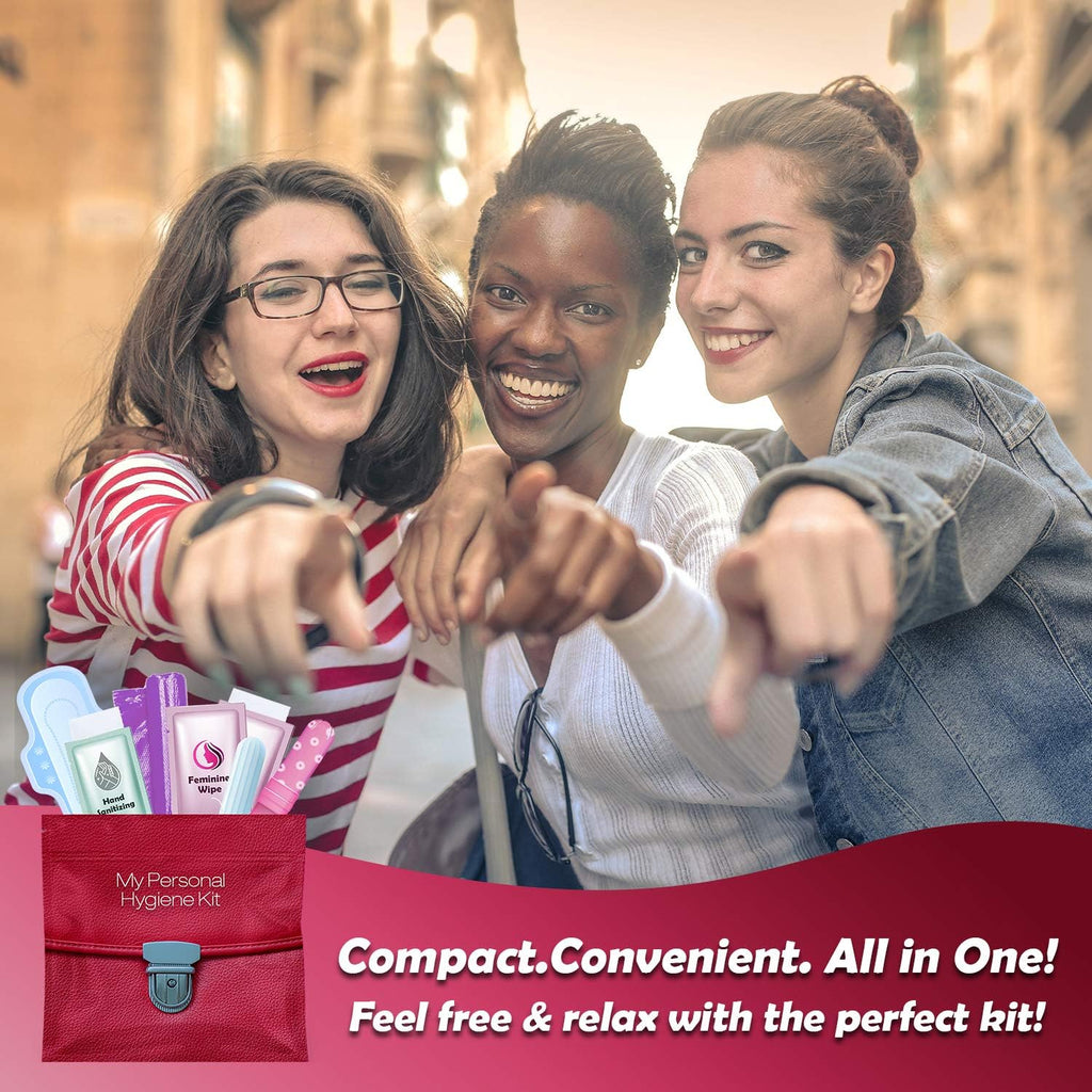 Pink Style Menstrual Kit All-in-One 10 Pack | Convenience on The Go | Period Kit Pack for Travelling, Tweens &