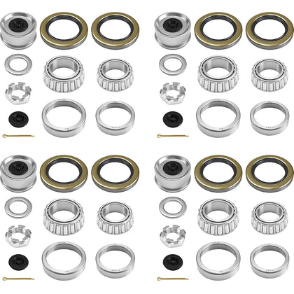 4 Sets 7,000 lb Boat Trailer Axles Bearing Kits, 25580 14125A Bearings-Double Lip Grease Seals 10-36 (or 10-10), Fits