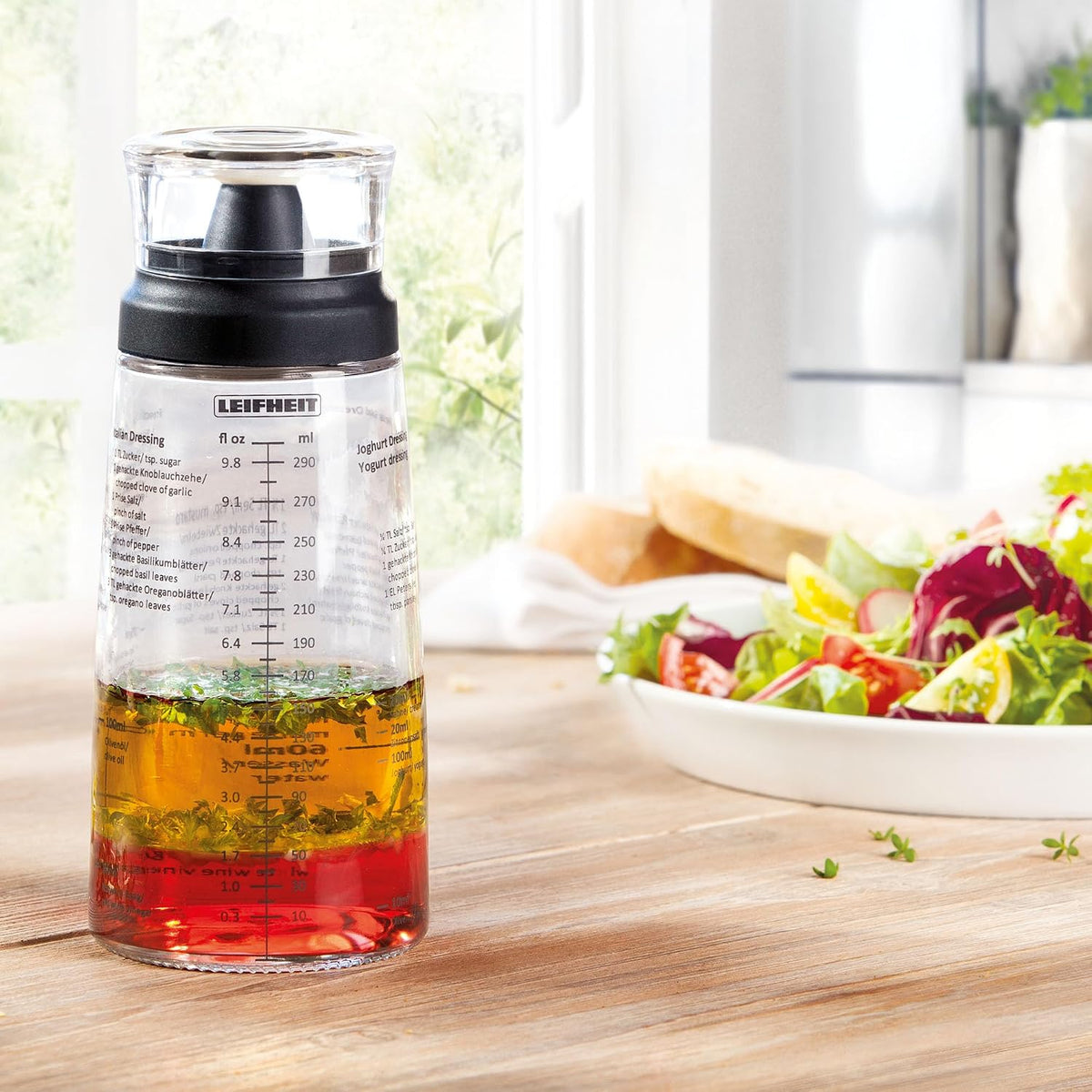 Glass Salad Dressing Bottle 10oz/300ml fill volume, Black