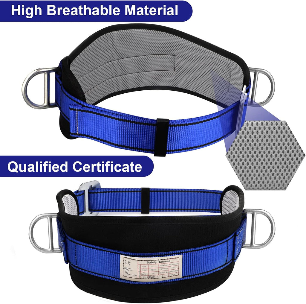 Trsmima Safety Climbing Harness Belt - Positioning Climbing Belt with Waist Pad and 2 D Rings, Personal Portable