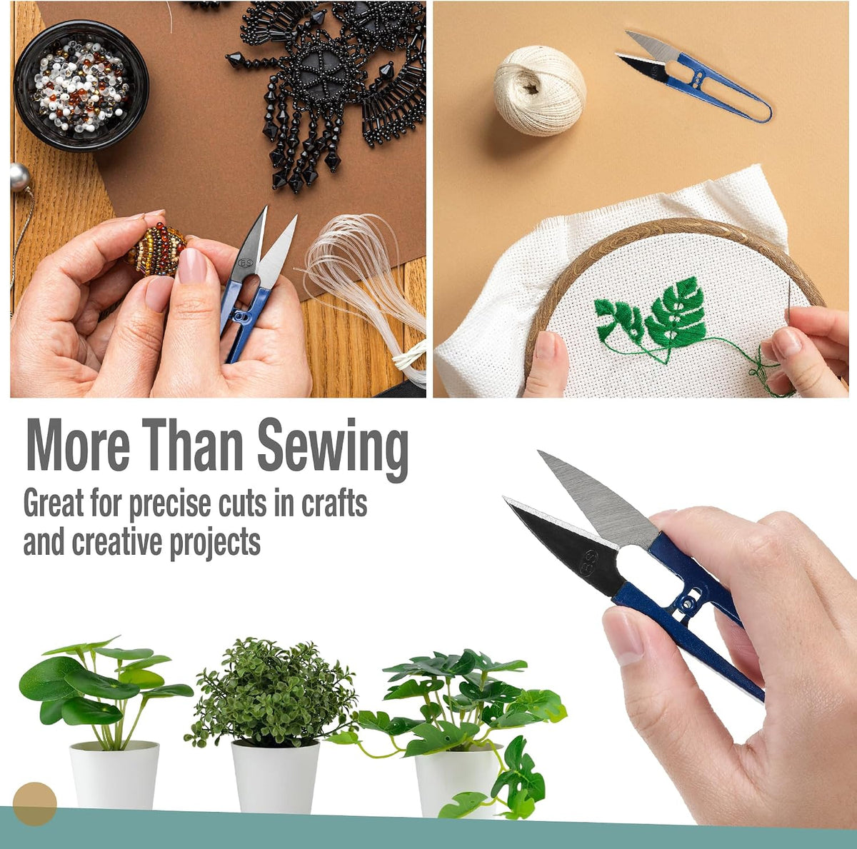 Sewing Scissors (3-Piece Set) High-Carbon Steel Thread, Yarn, Embroidery Clippers | Handheld Snippers for Arts