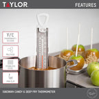 Stainless Steel Candy and Deep Fry Thermometer, 12-Inch Analog Paddle with Pan Clip, Ideal for Frying, Sugar