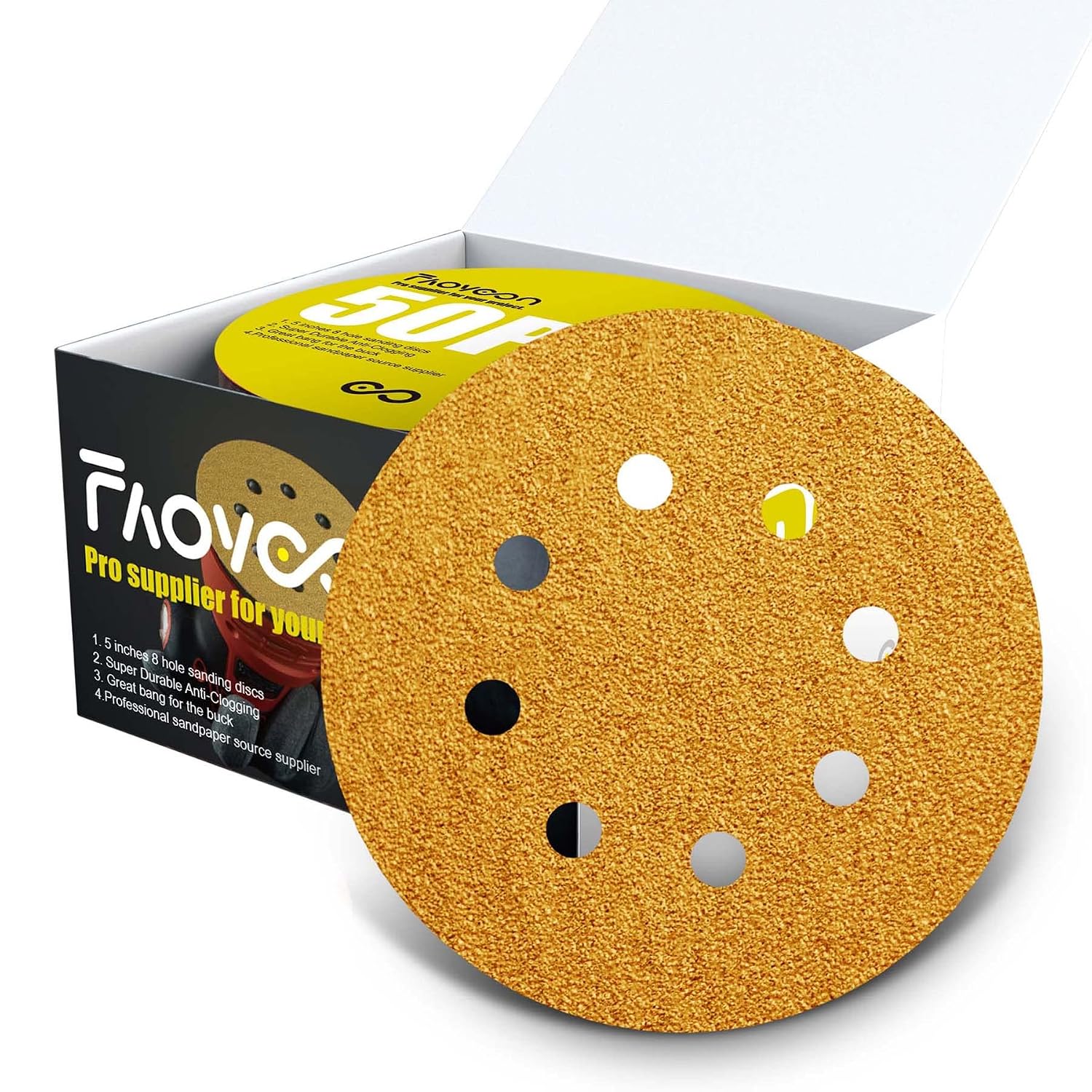5 Inch Sanding Discs Hook and Loop | 60/80/120/220/320 Grit Sandpaper Assortment | Orbital Sander Pads | Sand Paper