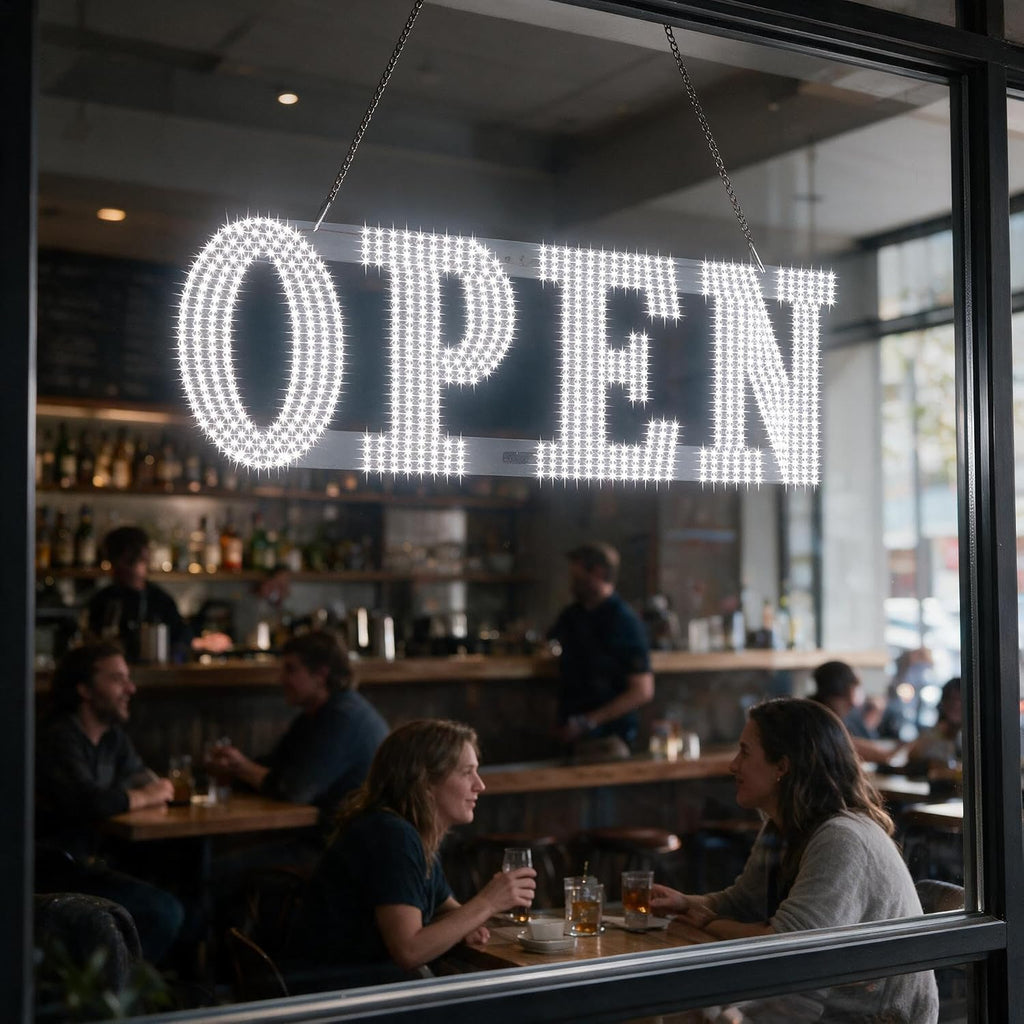 30"x10" Large LED Open Sign for Business - Unique Design super Bright Open Signs With chain - High Visibility for