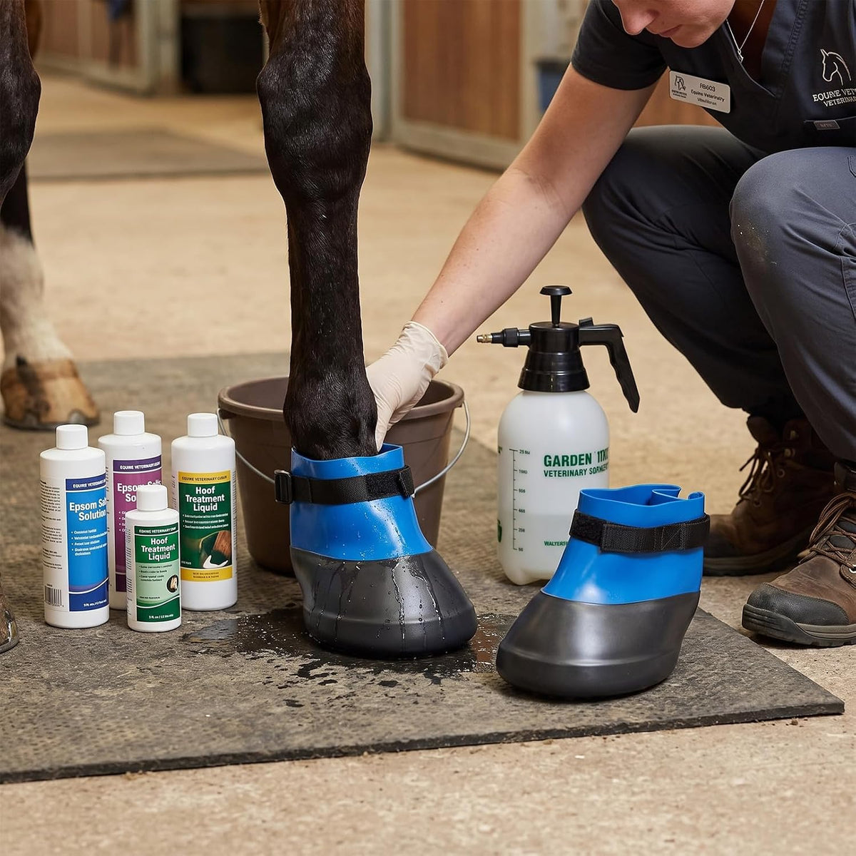 2 Pcs Protective Horse Hoof Boots, Adjustable Strap