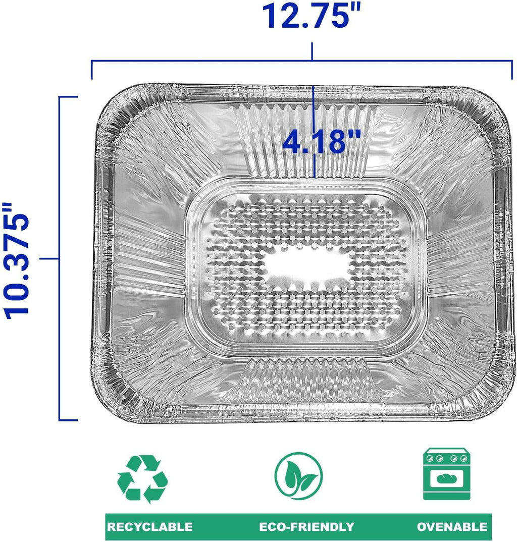 Half-Size (1/2) 4" Extra-Deep Alumium Foil Steam Table Roaster Pans with Lids - Disposable Containers Great for