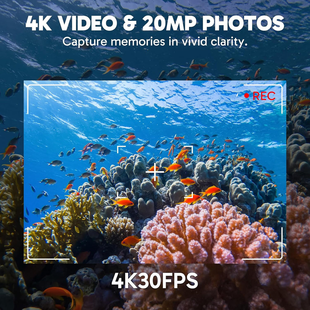 EK7000 Pro 4K30fps Action Camera with Touch Screen EIS 131ft Waterproof Underwater Camera Remote Control 5X Zoom with